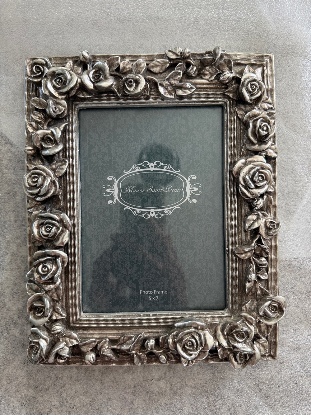 Maison Saint-Denis Silver Pewter Rose Floral Picture Frame